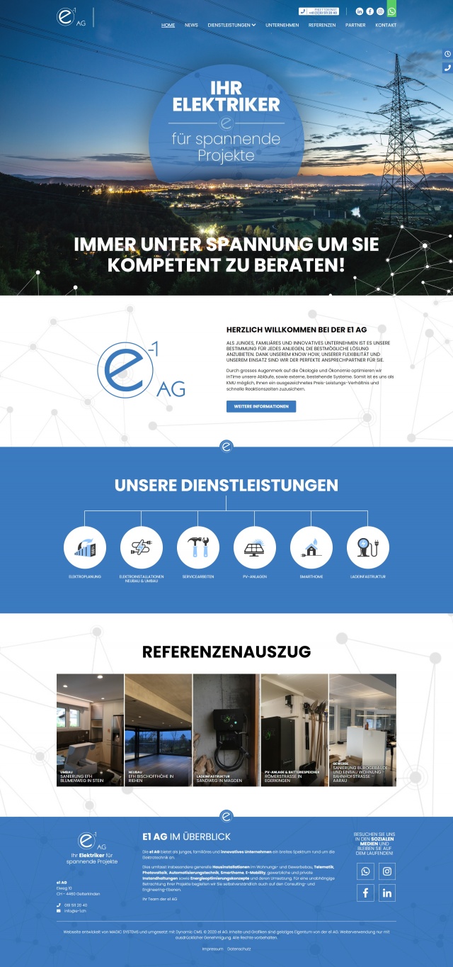 Webdesign von e1 AG