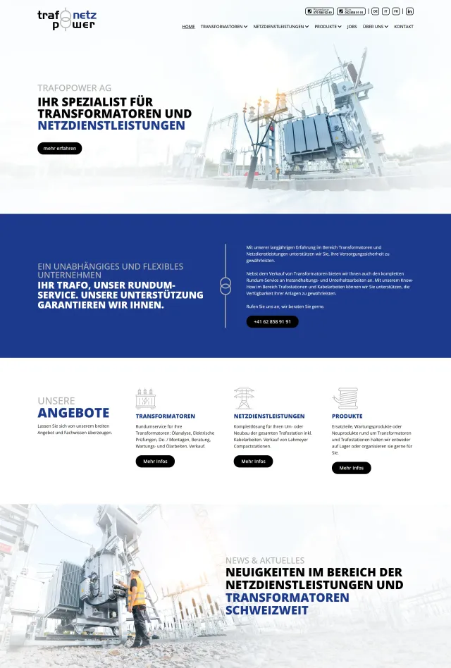 Webdesign von trafopower.ch