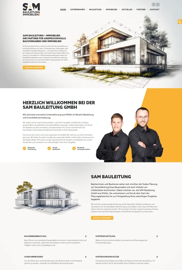 Webdesign von SAM Bauleitung GmbH