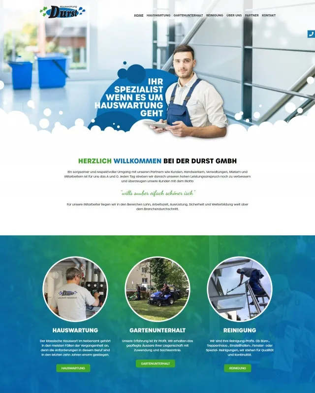 Webdesign von durst-hauswart.ch