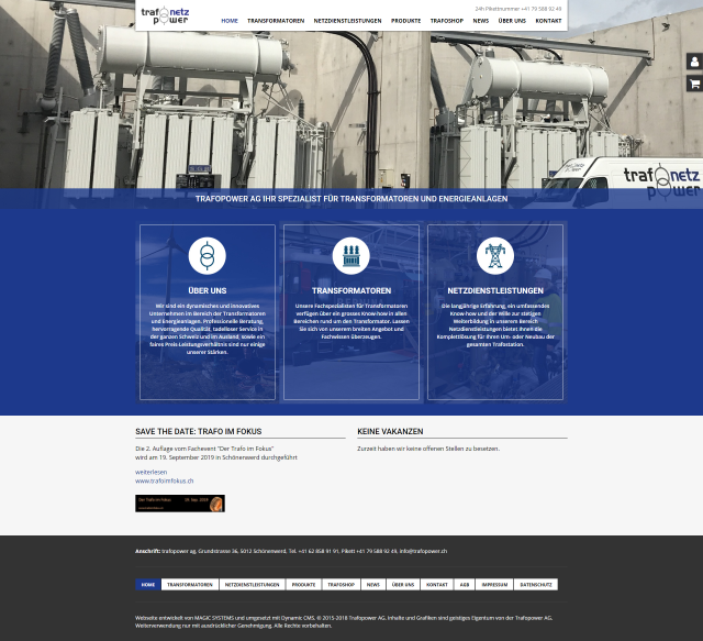 Webdesign von trafopower.ch