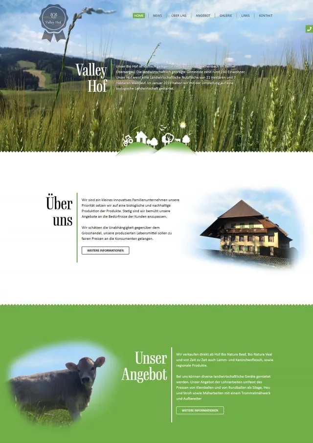 Webdesign von valleyhof.ch
