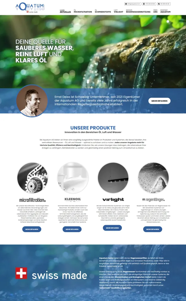 Webdesign von Aquatum AG