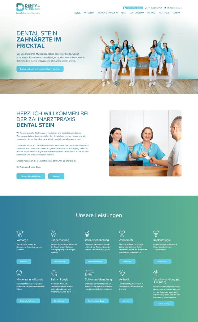 Webdesign von Dental Stein AG