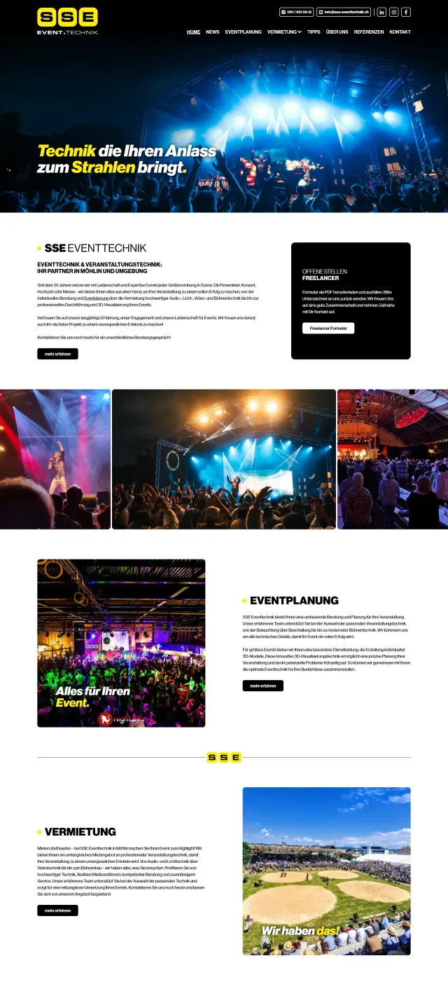 Webdesign von SSE Eventtechnik GmbH