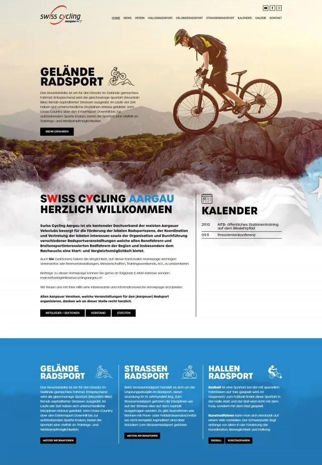 Webdesign von Swiss Cycling Aargau