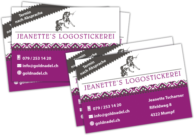 Visitenkarte Jeanettes Logostickerei