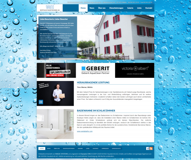 Webdesign von Wirthlin Haustechnik AG