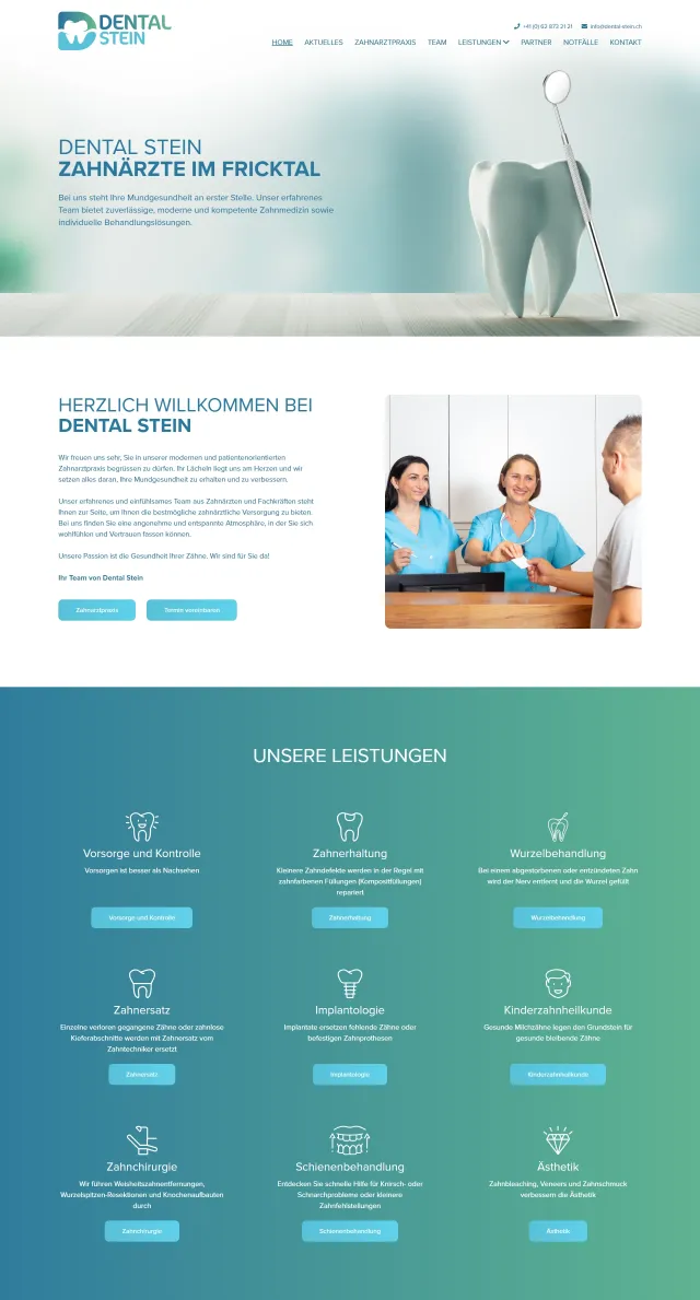 Webdesign von Dental Stein AG