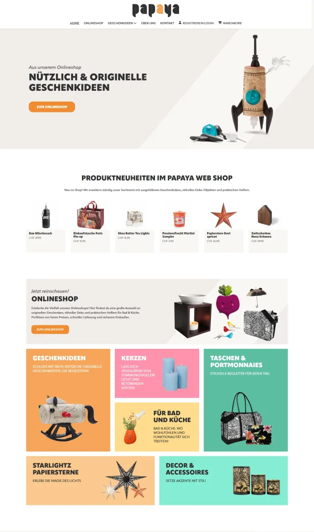 Webdesign von papayawebshop.ch