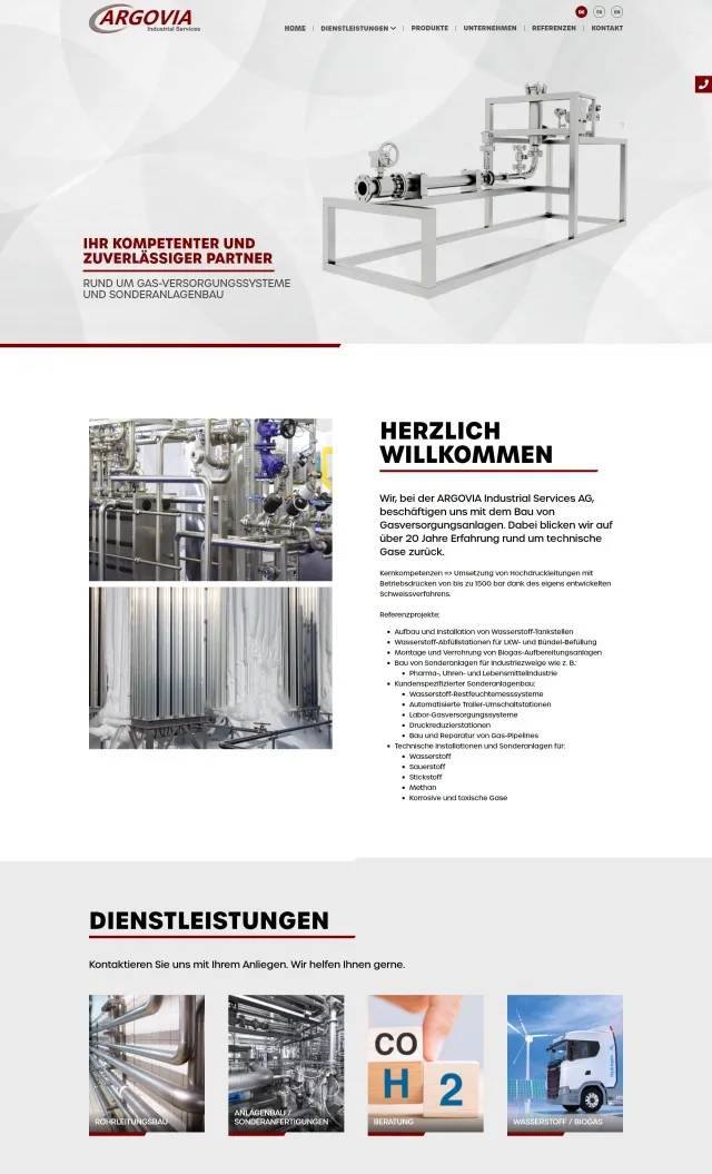 Webdesign von ARGOVIA Industrial Services AG