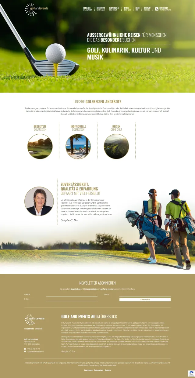 Webdesign von golfandevents AG