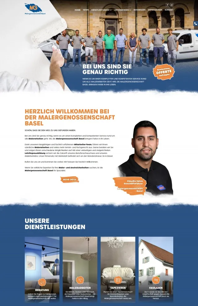 Webdesign von Malergenossenschaft Basel